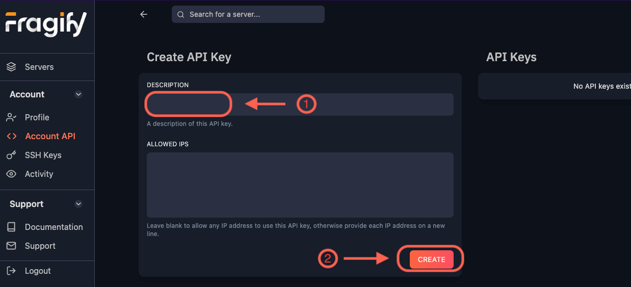 Create API key