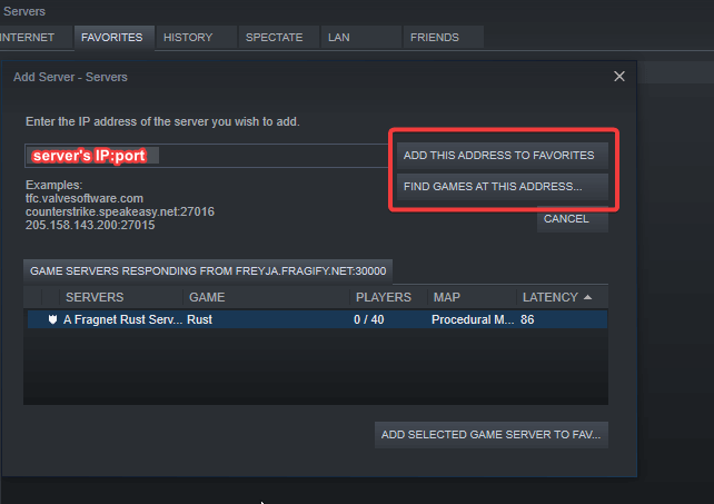 Example Steam Servers