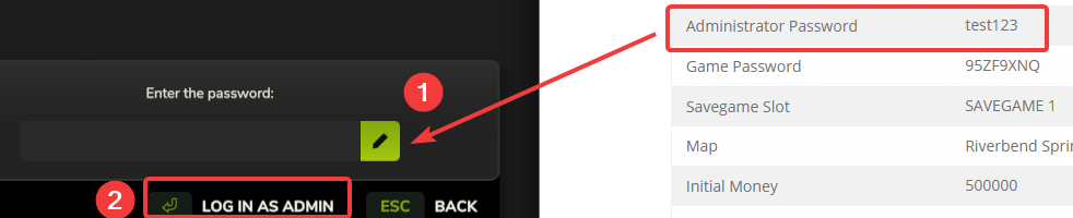 InGame Admin Password
