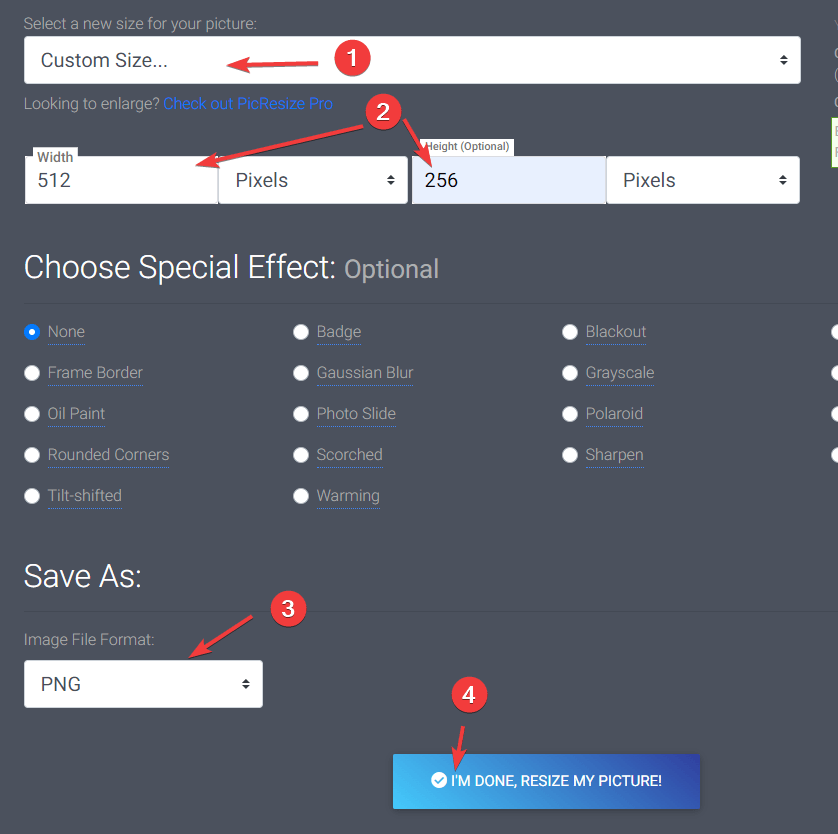 Picresize Instructions