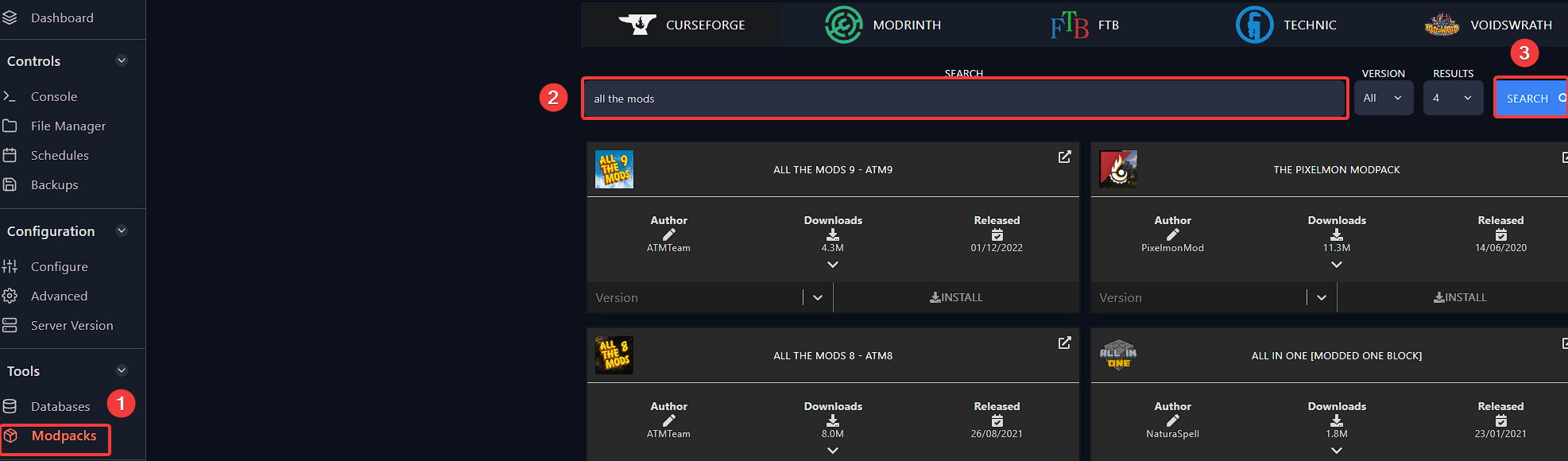 Search modpack