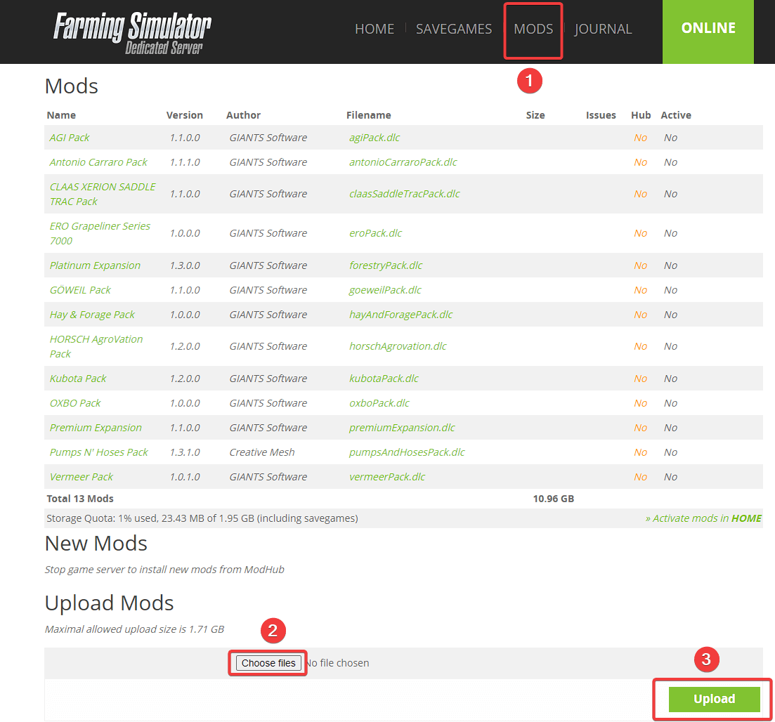 Upload Mods